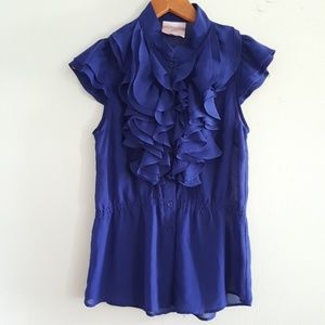 Romeo & Juliet Couture Blue Sheer Blouse Top S